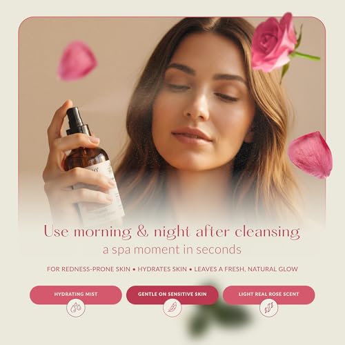 HBNO Organic Rose Water Spray for Face & Hair 4 fl oz
