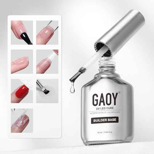 GAOY Clear Builder Gel for Nails, 16ml Rubber Base Builder Gel, Nail Strengthener in a Bottle, Soak Off Long Lasting UV Light Cure Nail Art DIY