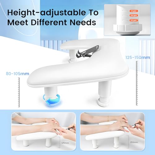 JODSONE Ergonomic U-Shaped Manicure Arm Rest with 360° Phone Holder