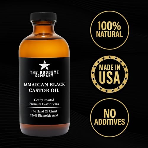The Goodbye Company Black & Gold Castor Oil Blend ? Cold-Pressed & Unrefined ? Pure Hexane-Free Oil for Hair, Skin, Body, Eyelashes & Eyebrows