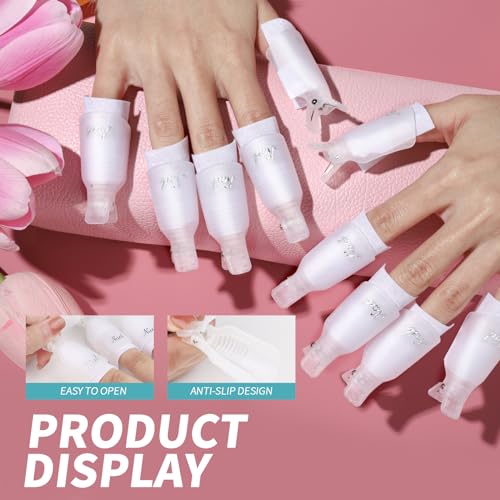Nail Polish Gel Remover Tools Set - 10 Pcs Kit with Clips & 100ml Remover