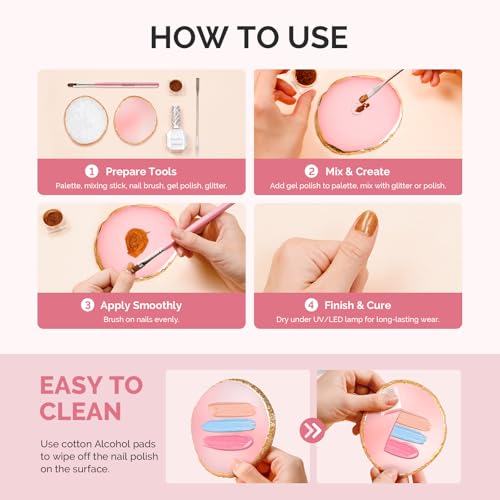 MelodySusie 2pcs Round Resin Nail Art Palette Set with Spatula
