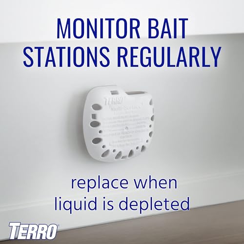 TERRO T334B Indoor Multi-Surface Liquid Ant Bait and Ant Killer - 4 Discreet Ant Bait Stations - Kills Common Household Ants