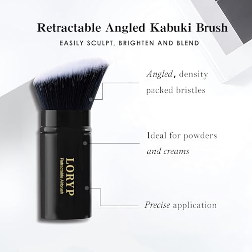 Retractable Kabuki Foundation Brush Set - 2 Pack Travel Makeup Brushes