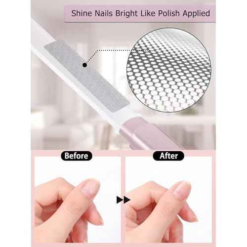 Glass Nail File and Buffer with Case, Crystal Fingernail Files for Natural Nails Nano Nail Shiner Polisher Care Kit for Travel Salon Stocking Stuffers for Women Girl Wife Gifts-Rose Gold