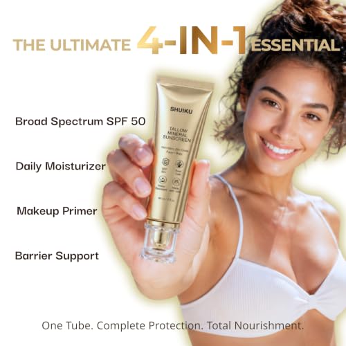 Beef Tallow Sunscreen SPF 50 for Face & Body - Natural Mineral Protection