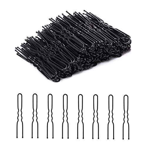 Cehony U-shaped Hair Pins, 200 Count for Women Lady Girls Bobby Pins French Historical Hair Pin Hair Styling Pins Hair Accessories (Black, 2.4 Inch)