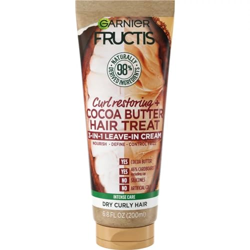Garnier Fructis Curl Restoring Cocoa Butter Hair Treat 3 In 1 Leave In Cream 6.8oz/ 200ml, Brown