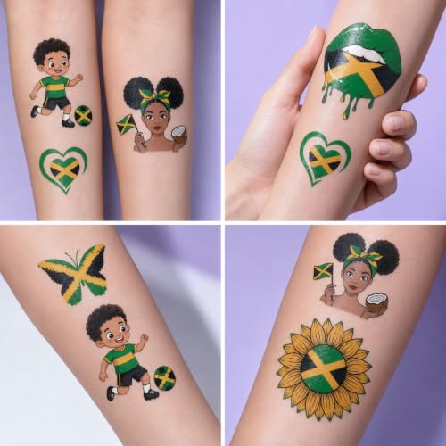 96 PCS Jamaica Flag Temporary Tattoos - Party Favors