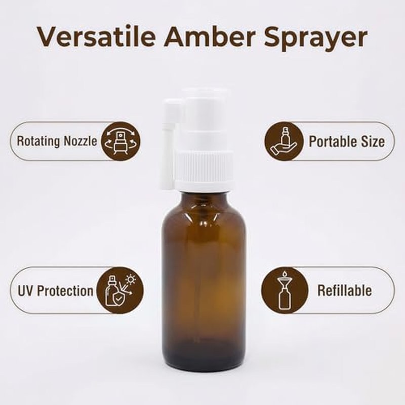 2-Pack 30ML Brown Glass Spray Bottles with 360° Rotation