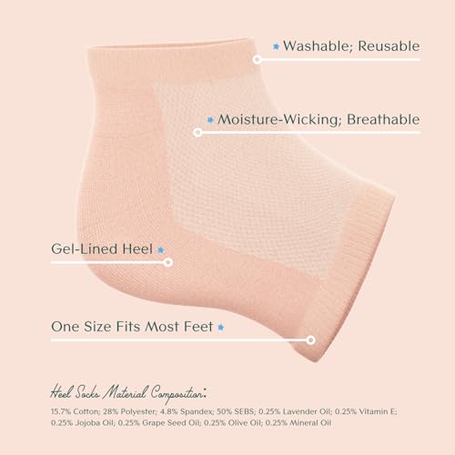 Bare August Moisturizing Gel Heel Socks - Hydrating Foot Sleeves (2 Pairs)