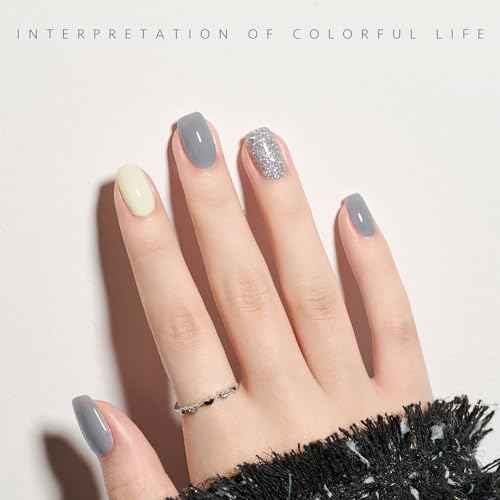 GAOY Gel Nail Polish Kit, 3 Colors 16ml Blue White Silver, Sheer Soak Off UV Gel Polish Set - Frozen Glitter