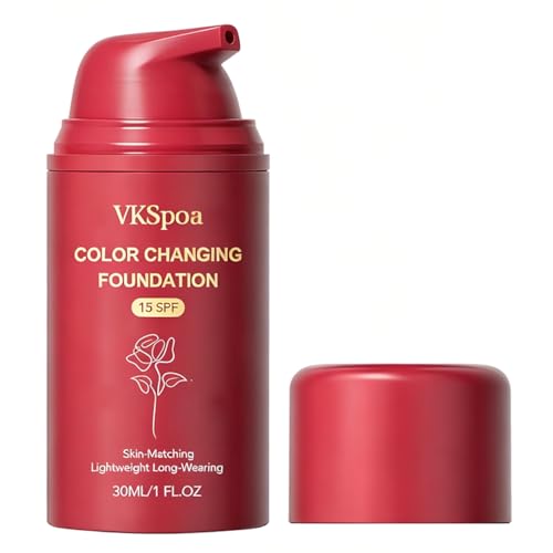 VKSpoa Color Changing Foundation - Self-Adjusting Liquid Makeup for Mature Skin, SPF 15, 30ml