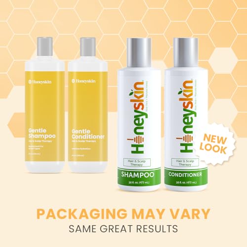 Honeyskin Organic Hair Growth Shampoo & Conditioner Set 16oz x2 - Sulfate-Free Hydrating & Thickening for Women