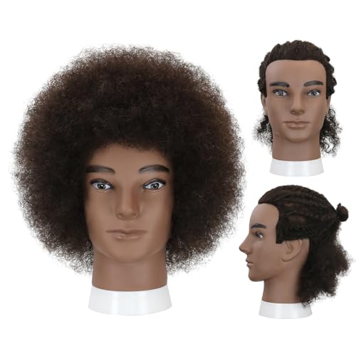 Afro Kinky Curly Male Mannequin Head with Stand