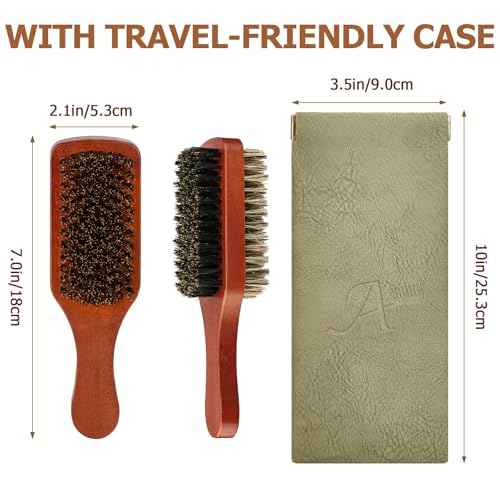 Men Hair Brush, 2-Sided Boar Bristle Slick Back Hair Brush for Men Barbers Beard & Hair Care for Thick Coarse Hair Detangling Smoothing