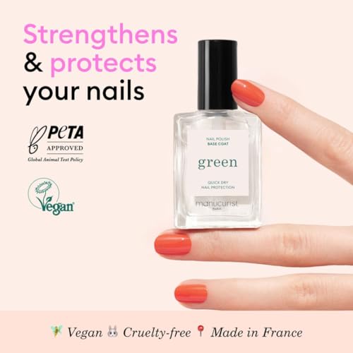 Manucurist Green Base Coat 15ml - Plant-Based Nail Polish Base