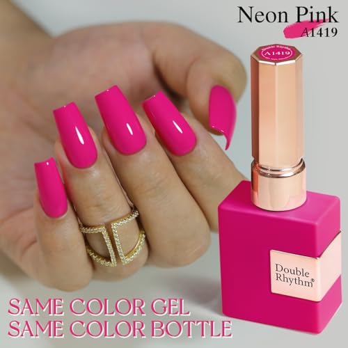 Double Rhythm Neon Hot Pink Gel Nail Polish 15ML Soak Off Manicure DIY