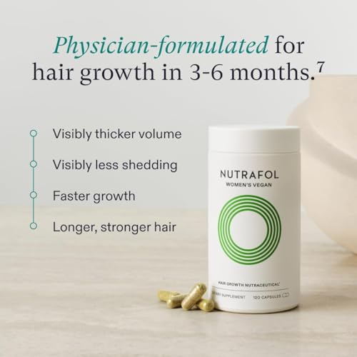 Nutrafol Women's Vegan Hair Growth Supplements, Plant-based, Ages 18-44, Clinically Tested for Visibly Thicker, Stronger Hair, Dermatologist Recommended - 1 Month Supply