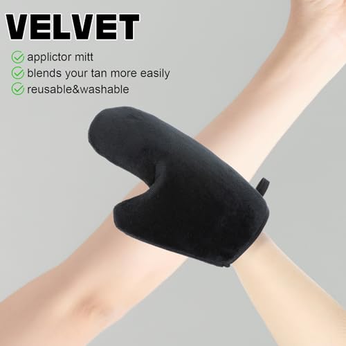 Self Tanning Mitts, Back Self Tanner Applicator Double Sided Reusable Sunless Tanning Mittens 4 in 1 Tanner Gloves with Thumb for Tan Lotion