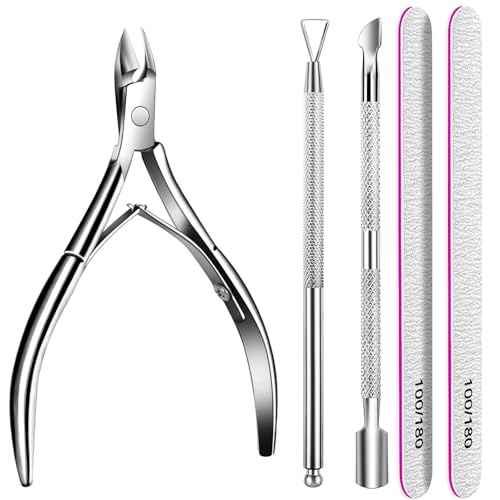 Teenitor Cuticle Remover with Cuticle Pusher and Cuticle Cutter, Cuticle Trimmer Cuticle Nippers Nail Clippers for Women, Pedicure Tools for Fingernails Toenails