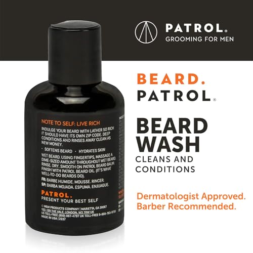 Bump Patrol Beard Patrol Beard Wash for Men ? Natural Men's Facial Hair Shampoo & Conditioner in One, Sulfate-Free Mustache Cleanser and Moisturizing Soap, Forest Scent - 4 fl oz - Pack 1