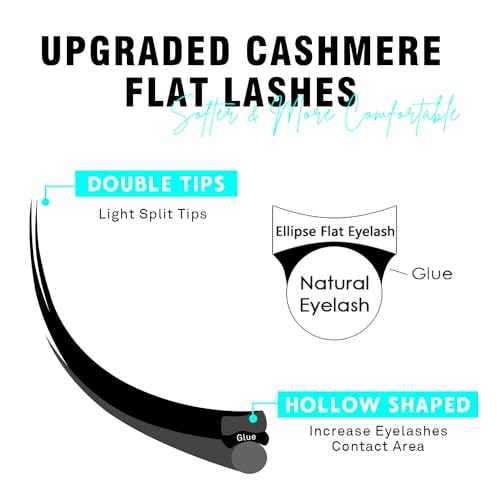 VAVALASH Cashmere Faux Mink Ellipse Flat Lashes 0.15 0.2mm C D Curl 6-17mm Soft Lightweight Classic Lash Extensions Matte Split Tip Natural Eyelash Extensions Professional Salon Use(0.15-CC-8-15mm)