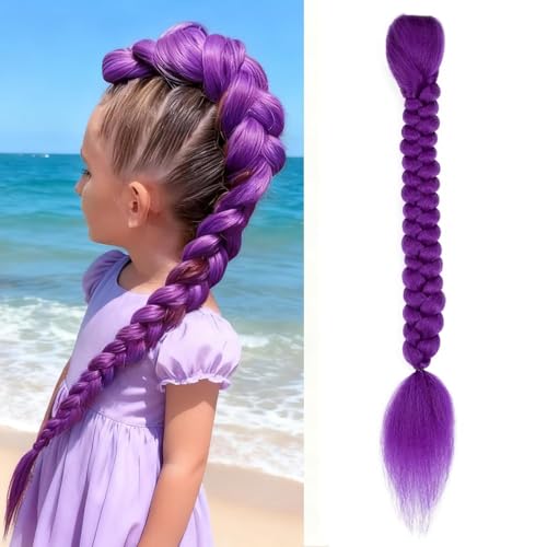 26 Inch Purple Braid Ponytail Extension Clip-In Hairpiece