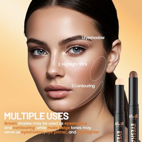 Noerrors 6-Piece Dual-Ended Eyeshadow Stick Set, Waterproof Matte