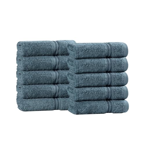 Superior Egyptian Cotton 10-Piece Face Towel Set , Small Towels For Facial, Spa, Quick Dry, Absorbent Towels, Bathroom Accessories, Guest Bath, Home Essentials, Washcloth, Airbnb, Sapphire
