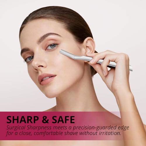 Mistfree Silver Dermaplane Razor for Women, Metal Face Razor with 12 Blades