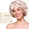 YANIBEST Mulberry Silk Sleep Bonnet for Women - Double Layer Hair Cap with Tie