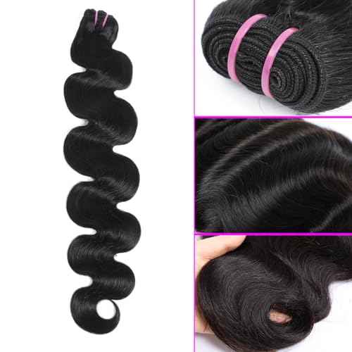 15A Raw Human Hair Bundles Body Wave Human Hair,Triple Lifespan Indian Virgin Hair,No Tangle Shedding,Multiple Washes Keep Texture Silky Soft (1 Bundle Natural Color, 24 Inch)