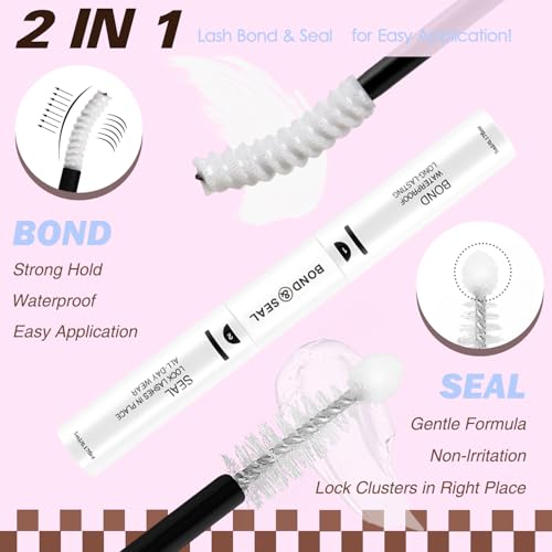 Brown Lash Clusters Kit Flaunt Lash Clusters Dark Brown Wispy Eyelash Clusters Eyelash Clusters Short Lash Cluster 8-14mm Cluster Eyelash Extensions Individual Lashes Cluster(Flaunt-Dark Brown)