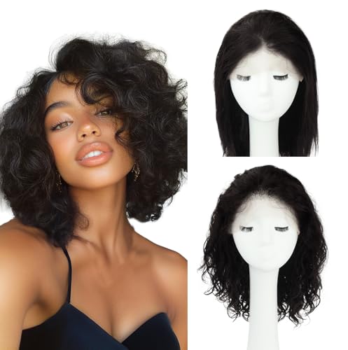 WORLDSTAR 14 Inch Natural Black Lace Front Human Hair Wigs 120g 532