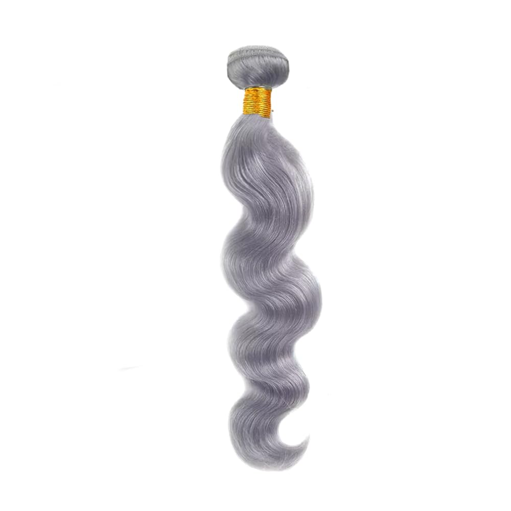 Grey Bundles Body Bundles Human Hair 28 Inch Unprocessed Brazilian Virgin Weave Hairs Gray 1 Bundle 50 Gram Per Bundle Human Hair Extensions