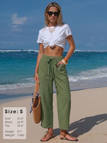 EXLURA Women's Summer Striped Barrel Pants with Pockets