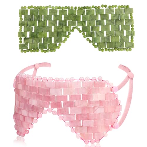 gemshan Rose Quartz Eye Mask & Jade Eye Mask Facial Maks for Relive Eliminate Puffiness
