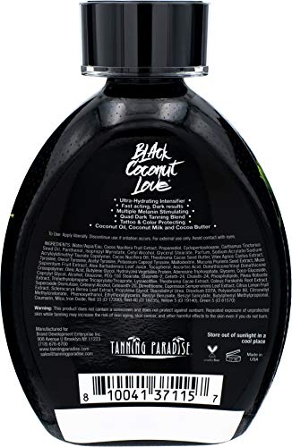 Tanning Paradise Black Coconut Love Dark Tanning Lotion 13.5oz with Age-Defying & Tattoo Protection