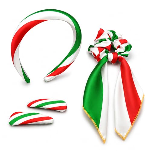 Italy Flag Hair Accessory Set - 4-Piece Headband & Clips