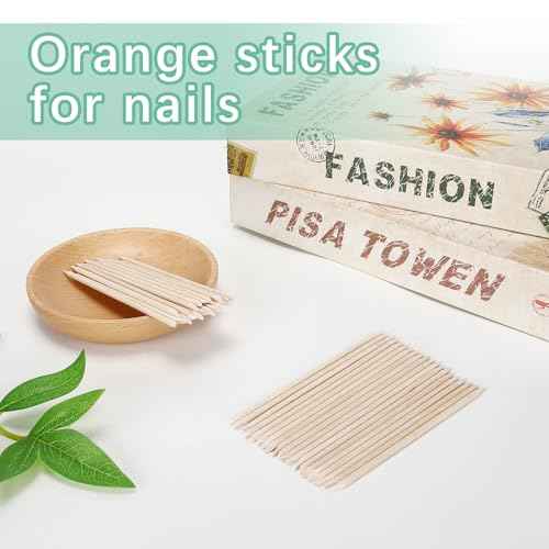 800 Pcs Orange Wood Sticks for Nails, Double Sided Multi-Use Wooden Cuticle Pusher Sticks Disposable Manicure Pedicure Tool Cuticle Stick for Nails, Eyebrow Waxing, Facial Hair Removal