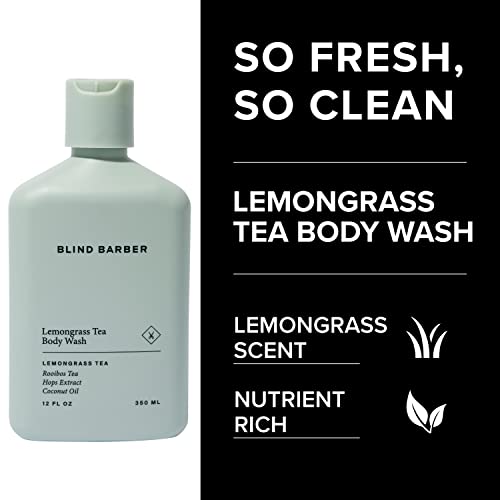 Blind Barber Shower Essentials Gift Set - Mens Body Wash, Shampoo and Conditioner Set - Lemongrass Tea Body Soap + Hair Care Gifts for Men (3 Count)
