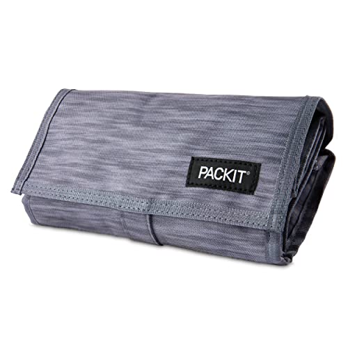 PackIt Freezable Lunch Bag, Charcoal Space Dye, Built with EcoFreeze Technology, Foldable, Reusable, Zip and Velcro Closure with Buckle Handle, Perfect for School and Office Lunches