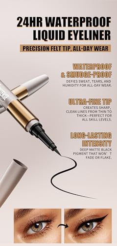2-in-1 Mascara & Eyeliner Set, 24HR Waterproof Black