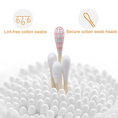 Garrelett Bamboo Cotton Swabs 1000 Count with Storage Box - Soft Cotton Buds