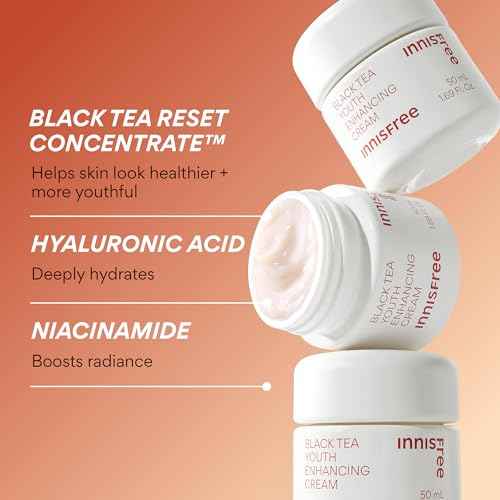 innisfree Black Tea Youth Cream, Korean Moisturizer with Hyaluronic Acid for Radiance, Firm Skin, Hydration, and Visible Anti-Aging Benefits