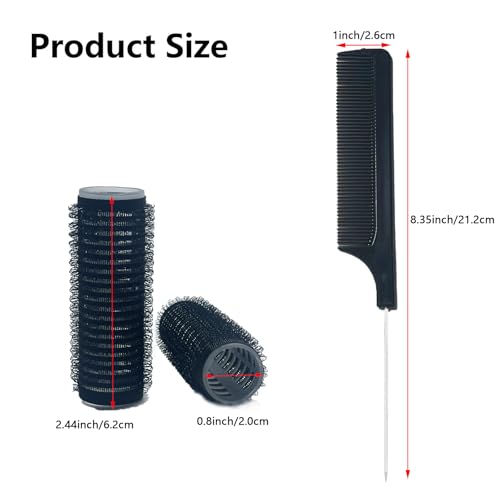 36-Piece Heatless Hair Rollers with Rat Tail Comb - Black