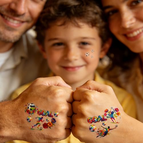 8 Pack Soccer Temporary Tattoos - Waterproof Face & Body Stickers