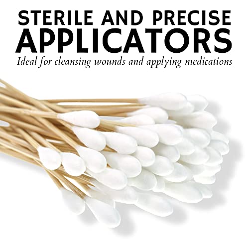 Vakly Sterile Cotton Tipped Applicators 6 Inch Wooden Swabs - 200 Pack
