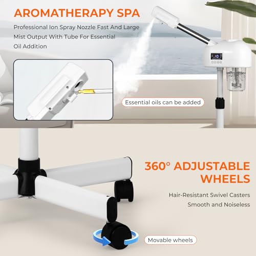 Professional Facial Steamer with Timer & Wheels for Spa